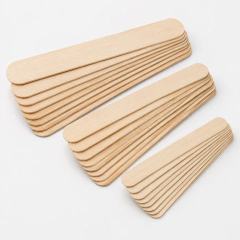 Natural Look Wooden Spatulas value pack (100xLarge, 100xSmall, 100xMini) 300 pk