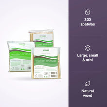 Natural Look Wooden Spatulas value pack (100xLarge, 100xSmall, 100xMini) 300 pk
