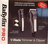 BaBylissPRO V-Blade Professional Trimmer & Clipper Set Japanese Steel Blades