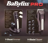 BaBylissPRO V-Blade Professional Trimmer & Clipper Set Japanese Steel Blades
